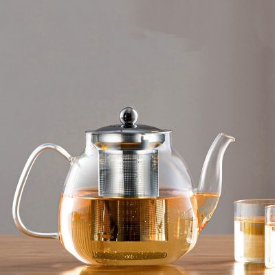 GIANXI Filterable Glass Tea Pot Stainless Steel Filter Steaming Of Tea Set Puer Kettle Coffee Glass Pot Convenient Office TeaPot