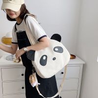 ▥✎ The new card love cartoon panda bag large capacity one shoulder female students cram oblique satchel