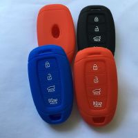 dvfggv Rubber Soft Silicone Key Holder Case For Hyundai Azera IX35 Accent Santa Fe GRANDEUR IG 4 Button FOB Key Shell