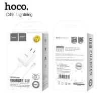 Hoco C49 ios สายชาร์จพร้อมปลั๊ก ขาร์จ ไฟ 2.1A รุ่น C49-Cable-plug-Lightning-00i-Ri