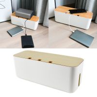 【CW】 Cable Management Box ABS Wood Lid Wire Cable Organizer Box Power Stripe Surge Protector Covering Hiding for Desktop Home Office