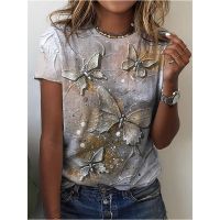 【Feb】 Summer Butterfly T Shirts Flower 3D Print Streetwear Women 39;s Floral Fashion Oversized T Shirt Y2K Female Girl Tops Tees Clothing