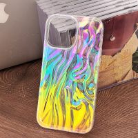 เคสโทรศัพท์มีลายจีบสีเลเซอร์โปร่งใสแฟชั่นสำหรับ IPhone 14 Pro Max เคสซิลิโคนแบบนิ่มสำหรับ IPhone 11 12 13 Pro Max ปลอก