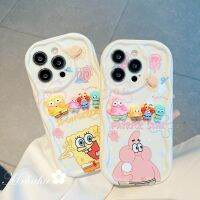 Mrhaha เคสครีมสำหรับ OPPO A78 A7,A15 A15s A95 A5s A9 A5 A53 A3s A54 A12 A17 A57 A96 A94 A31 A16 A33 A32 A74 A72 A93 A76แฟชั่นทำด้วยมือ SpongeBob ปลาดาวแพททริกตุ๊กตาอุปกรณ์เสริมสติกเกอร์แฟชั่นทำด้วยมือสีดำใสปกป้องกันซิลิโคนในสต็อกพร้อม