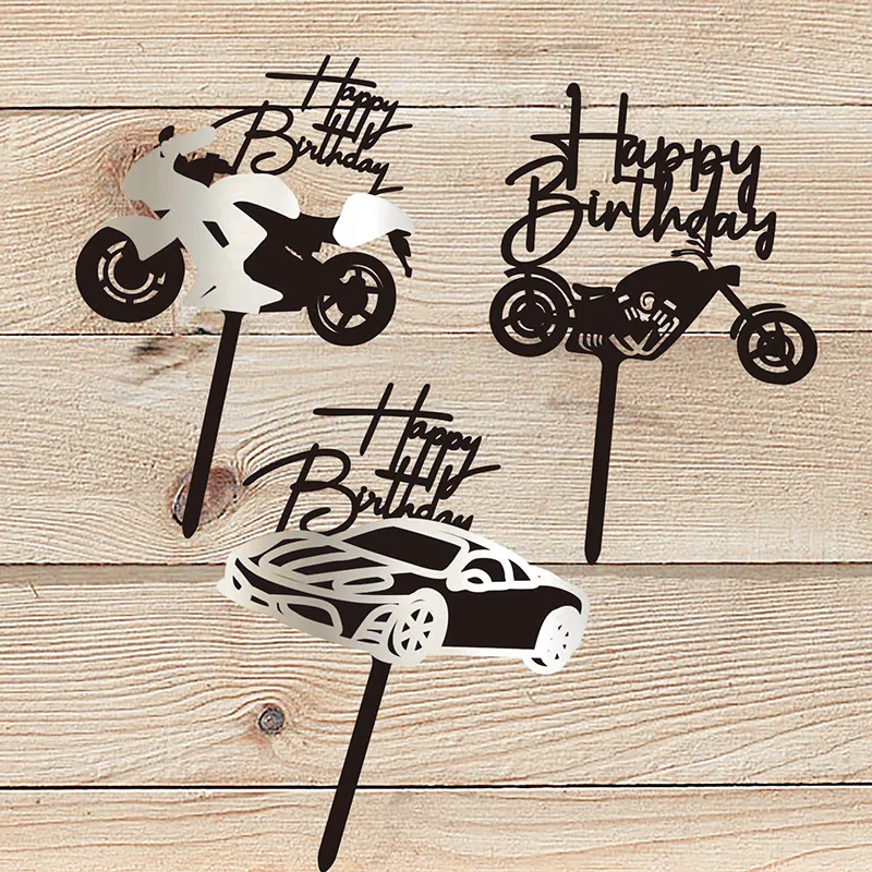 Hoomall Happy Birthday Cake Topper Motorcycle Car Decorations Cupcake Dessert Plug In Birthday Party Gift Lazada Ph