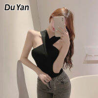 Du Yan เสื้อกล้ามถักเปิดหลังแขนกุดดีไซน์แบบหลายชุด2023ฉบับภาษาเกาหลี