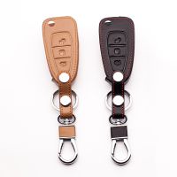 ๑◕ High Quality Genuine Leather Car Key Case Cover Holder For Ford Focus 3 MK3 ST New Fiesta Kuga 3 Buttons Folding Protect Shell