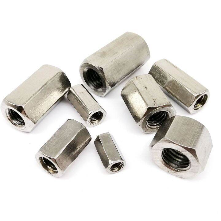 m3-m4-m5-m6-m8-m10-m12-304-a2-stainless-steel-hexagon-hex-extend-long-lengthened-rod-connector-joint-sleeve-tubular-coupling-nut