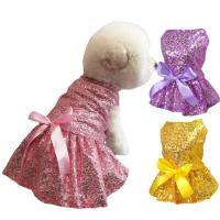 Dog Skirt Bow Design Liner Mesh Polyester Pet Sequins Wedding Dress for Dog Pets Accessories Products 2022 New Dresses