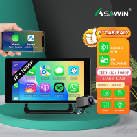 Asawin Carplay CP5แบบพกพาสำหรับรถยนต์4K กล้องติดรถยนต์ด้านหน้าและด้านหลังไวไฟรถยนต์ไร้สายสเตอริโอ-5นิ้ว