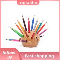 RUPANBO039392692ที่จับปากกาเครื่องเขียนกล่องเก็บของสำนักงานสีน้ำตาลที่วางดินสอของขวัญปากกาแบบไม้สำนักงานยืน