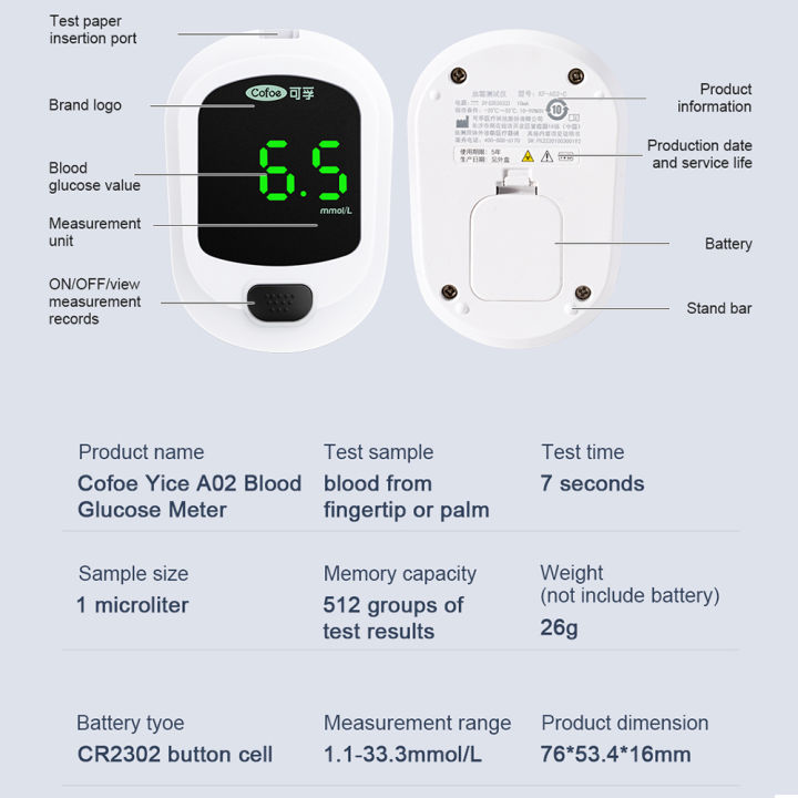 จอภาพเท่านั้น-cofoe-yice-เครื่องวัดระดับน้ำตาลในเลือดชุดทดสอบเบาหวานการตรวจสอบระดับน้ำตาลในเลือด-a02โรคเบาหวาน