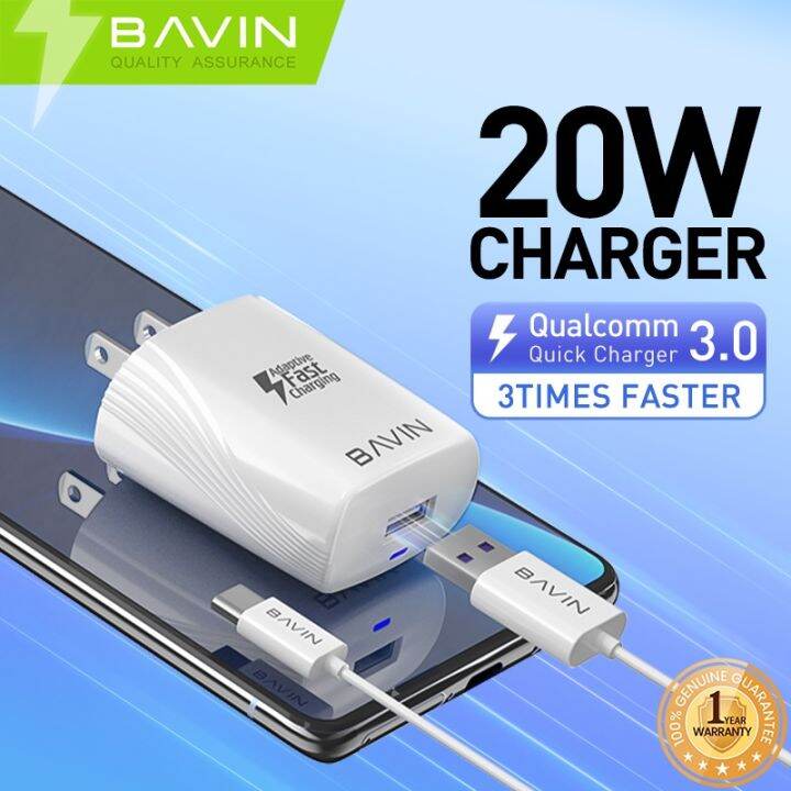 Value Original Bavin 20w Qualcomm 3 0 Usb 2 4a Fast Charger Quick Adapter With Cable For Android