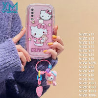 YiaMia เคสโทรศัพท์จี้ลาย Hello Kitty Kuromi น่ารักสำหรับ VIVO Y12 Y15 Y17 Y11รูปการ์ตูนเคสโทรศัพท์ Y51ฝาหลัง TPU แบบนิ่ม