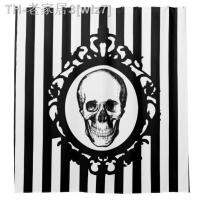 【CW】卐  Classic Cameo Stripes Print Shower Curtain Set Gothic