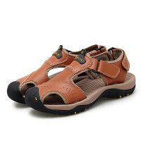 Summer Leather Roman Sandals Men Beach Shoes Fashion Casual Sports Soft Breathable Outdoor Mens Walking Slippers Size38-48