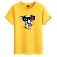 ZZOOI 2022 NEW Sunglasses Dog Print 100%cotton Men T Shirt Hip-Hop Cotton T-shirt O-neck Summer Male Causal Tshirts Fashion Loose Tees