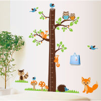 Cartoon Animals Squirrel Height Scale Tree Height Measure Wall Sticker For Kids Rooms Growth Chart Nursery Room Decor Wall Art