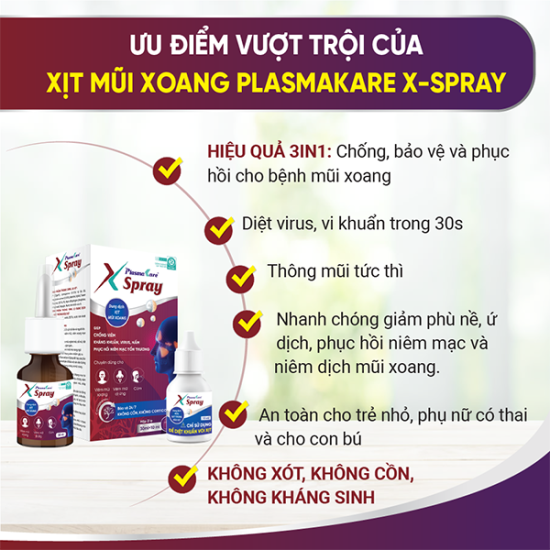 Xịt mũi, xịt xoang plasmakare x-spray bộ full 30ml giảm nghẹt mũi, sổ mũi - ảnh sản phẩm 7