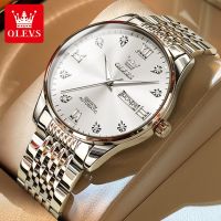 OLEVS 6673 Jam Tangan Lelaki Waterproof Original Mens Automatic Mechanical Watch Stainless Steel Gold/Silver Luxury Luminous Auto Calendar Watches With Box 【BYUE】