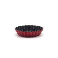 8-Pack Non-Stick Carbon Steel Mini Tart Pans, Cupcake cake mold Muffin Baking Cup BlackRed bakeware, 3-Inch Diameter