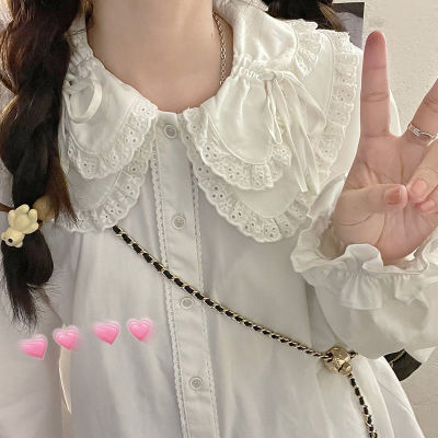 เสื้อผู้หญิงโลลิต้าสไตล์ญี่ปุ่นภายในน่ารักๆแขนยาวสตรีทสวมใส่ได้กับทุกชุดวินเทจปีเตอร์แพนดีไซน์เก๋ๆ