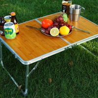 Mini Folding Table Outdoor Bamboo Wood Table Camping Bamboo Board Table Portable Picnic BBQ Small Table Computer Table