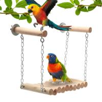 Parrot Perch Swing Natural Wood Bird Perch Play Stand Parakeet Toys for Cage Swings for Small Birds Play Stand Bird Toys Cage Accessories for Parakeets Cockatiels Finches workable