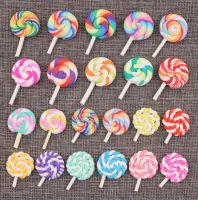 10pcs /lot High Quality Beauty Kawaii Rainbow lollipop Candy Polymer Clay Cabochons Flatback For DIY Phone Decoration