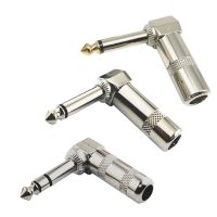 1Pcs 1/4 Ts Right Angle Stereo Mono Phone Plug 6.35mm Jack Elbow With Spring Effects Pedal Microphone MIC Connector