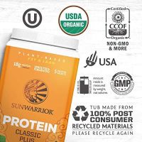 เครื่องดื่มผงโปรตีนจากพืชออร์แกนิค Sunwarrior, Plant Based Protein Classic Plus &amp; Sport, Active