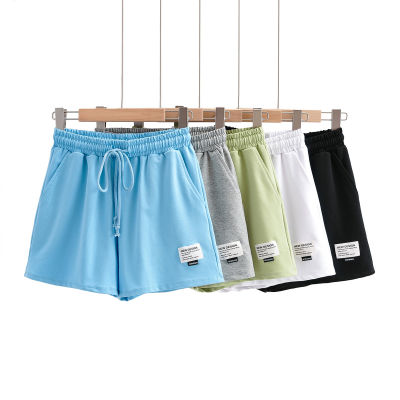 Summer New Elastic Waist Drawstring Sports Casual Shorts Labeling Shorts Terry Cotton Comfortable Wide Leg Pants