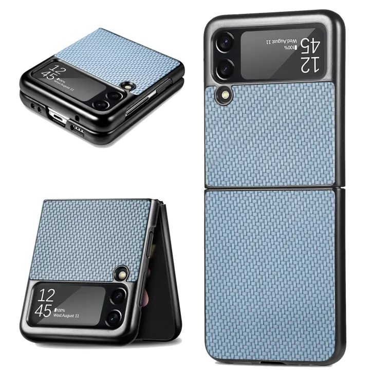 Samsung Z Flip 4 5G 2022 Carbon Fiber Texture Case, Luxury Hard PC Anti