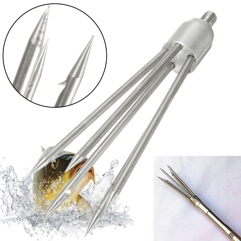 5-Prong Fishing Fish Stainless stee Eel Salmon Barbed Spear Gig With Long Nut 