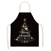 Christmas Tree Festive Decoration Printed Sleeveless Kitchen Apron BBQ Accessories Mens and Womens Household Cleaning Tools