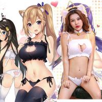 Kawaii Cat Embroidery Meow star Keyhole Hollow Bra And Underwear Sailor Mitsuishi Kotono Cosplay Sexy Costume