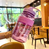 600/1000/1500/2000ml Water Bottle with Straw Unisex Large Travel Bottles Sports Fitness Cup Summer Cold Water with Scale Kettle