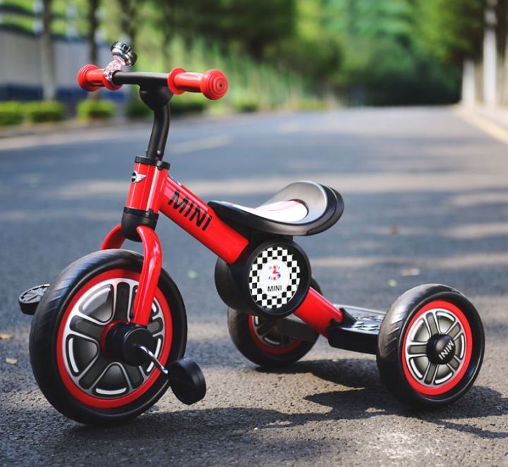 จักรยาน-mini-cooper-จักรยานเด็ก-จักรยานหัดถีบ-จักรยานเด็กฝึก-จักรยานสามล้อ-จักรยานเด็กรุ่นขายดี-mini-cooper-3-ล้อ-สีแดง-tricycle-bike