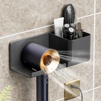 Bathroom Wall Mounted Hair Dryer Holder Shower Ecoco Storage Rack Self-adhesive Plastic Household Washroom Organization Shelves