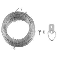 1Set Wire Rope and Photo Frame Hanging Hooks Kit Picture Hangers Picture Hanging Wire Set(20m Wire Rope 20 Sets of Rings)