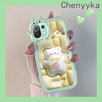 เคส Chenyyka สำหรับ Xiaomi 11 Lite 5G 11 Lite 5G Ne 5G Ne เคสความคิดสร้างสรรค์โปร่งใสเคสมือถือซิลิโคนลายการ์ตูน3D ลายหมีขาวน่ารักปิศาจน้อยเคสป้องกันเคสใสกันกระแทก