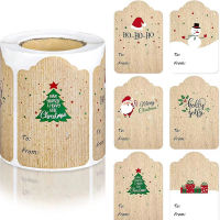 Glitter Star Shop 300Pcs/1Roll 5*7.5cm Merry Christmas Gift Tags Sticker Kraft Paper Handwritten Name Christmas Tree Elk Label DIY