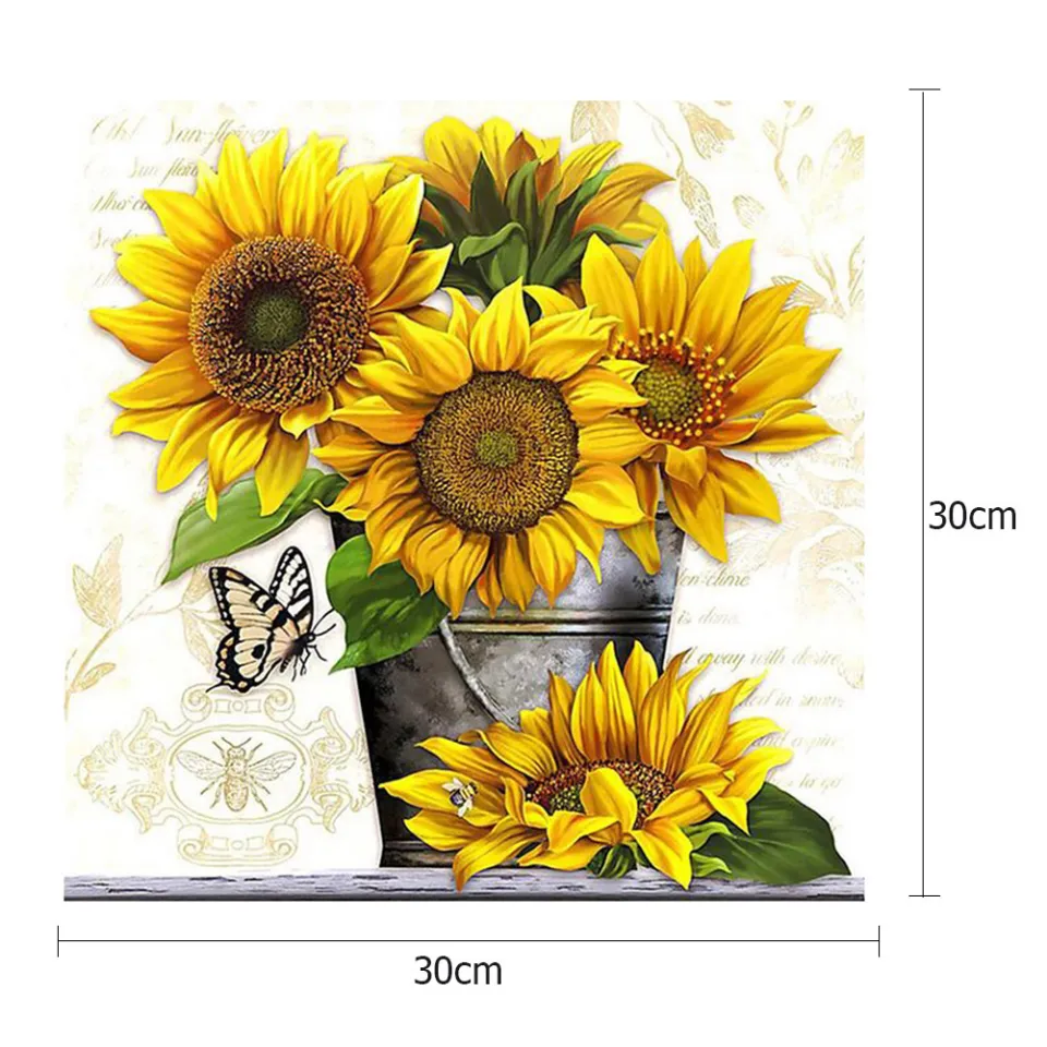 Sunflower Diamond Painting Full Square Round Drill Wall Art