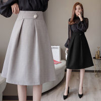 2020 Fashion Korean Style Skirt t for Woman Button Autumn Winter Vintage Solid Work Wear Skirt Lady Office Business Skirt