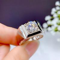 ชาย Solitaire 2ct Lab Moissanite แหวนเพชร925เงินสเตอร์ลิงหมั้นงานแต่งงานแหวนผู้ชายอัญมณีเครื่องประดับ