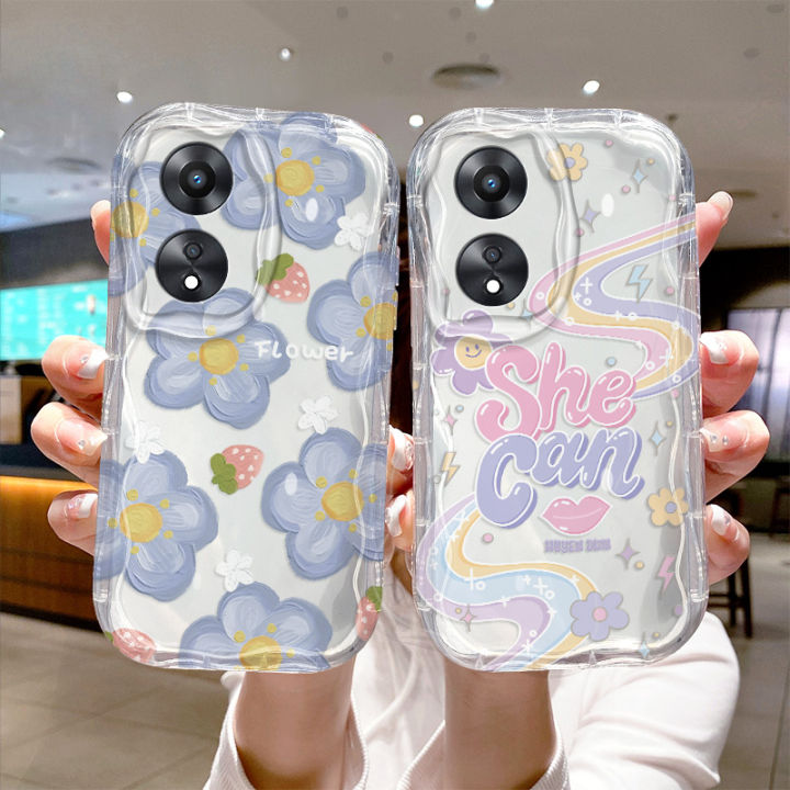 phone-case-เคส-oppo-a78-5g-เคสลายการ์ตูนกราฟฟิตี้หลากสีใส-oppoa78-กันตกปกป้องเลนส์ทั้งหมดกรอบหลังซิลิโคนนิ่ม2023