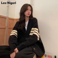 Laz Nigori เสื้อถักนิตติ้งสำหรับเด็กผู้หญิงเสื้อกันหนาวเรโทรฤดูใบไม้ร่วงและฤดูหนาวเสื้อคาดิแกนนักเรียนสไตล์เกาหลี