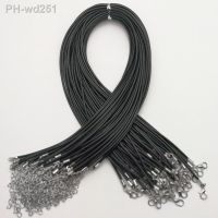 Wholesale 2mm Black Wax Leather Cord Necklace Rope 45cm Chain Lobster Clasp DIY Jewelry Accessories 100pcs/lot Fast Ship