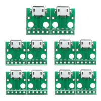 ไมโคร USB อะแดปเตอร์5พินคอนเนคเตอร์ตัวเมียคอนเวอร์เตอร์ Pcb ประเภท B 10ชิ้น