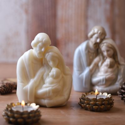 Home Decoration Gypsum Mold Family Jesus Family Virgin Mary Candle Silicone